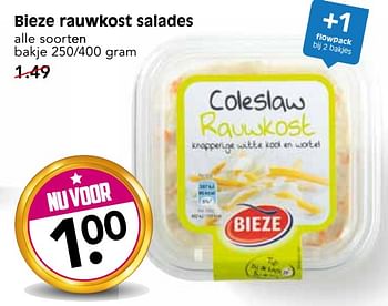 Aanbiedingen Bieze rauwkost salades - Bieze - Geldig van 09/07/2017 tot 15/07/2017 bij Em-té