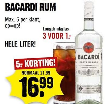 Aanbiedingen Bacardi rum - Bacardi - Geldig van 09/07/2017 tot 15/07/2017 bij Dirk III