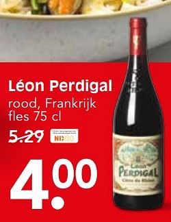 Aanbiedingen Léon perdigal - Rode wijnen - Geldig van 09/07/2017 tot 15/07/2017 bij Em-té