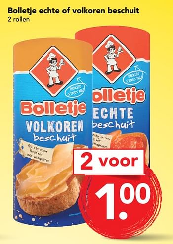 Aanbiedingen Bolletje echte of volkoren beschuit - Bolletje - Geldig van 09/07/2017 tot 15/07/2017 bij Deen Supermarkten