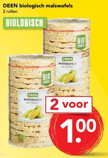 Aanbiedingen Biologisch maïswafels - Huismerk deen supermarkt - Geldig van 09/07/2017 tot 15/07/2017 bij Deen Supermarkten