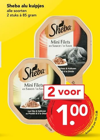 Aanbiedingen Sheba alu kuipjes - Sheba - Geldig van 09/07/2017 tot 15/07/2017 bij Deen Supermarkten