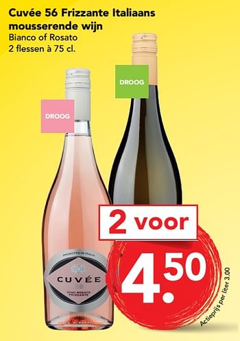 Aanbiedingen Cuvée 56 frizzante italiaans mousserende wijn - Rosé wijnen - Geldig van 09/07/2017 tot 15/07/2017 bij Deen Supermarkten