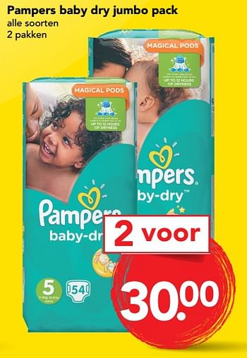 Aanbiedingen Pampers baby dry jumbo pack - Pampers - Geldig van 09/07/2017 tot 15/07/2017 bij Deen Supermarkten