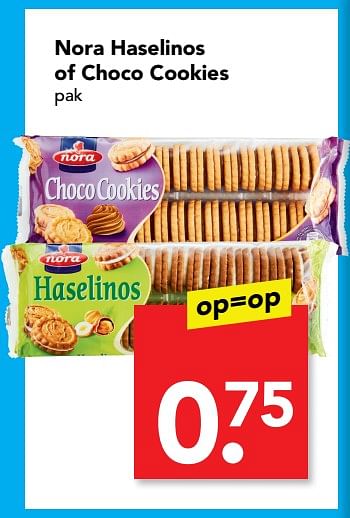 Aanbiedingen Nora haselinos of choco cookies - Nora - Geldig van 09/07/2017 tot 15/07/2017 bij Deen Supermarkten