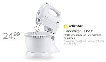 Aanbiedingen Andersson handmixer hds1.0 - Andersson - Geldig van 10/07/2017 tot 23/07/2017 bij Kijkshop