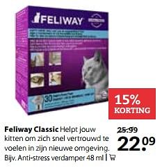 Aanbiedingen Feliway classic - Feliway - Geldig van 10/07/2017 tot 30/07/2017 bij Pets Place