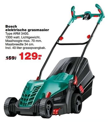 Aanbiedingen Bosch elektrische grasmaaier arm 3400 - Bosch - Geldig van 10/07/2017 tot 16/07/2017 bij Praxis