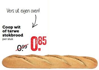 Aanbiedingen Coop wit of tarwe stokbrood - Huismerk - Coop - Geldig van 10/07/2017 tot 16/07/2017 bij Coop