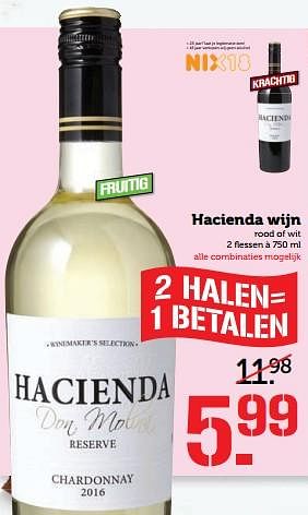 Aanbiedingen Hacienda wijn - Witte wijnen - Geldig van 10/07/2017 tot 16/07/2017 bij Coop