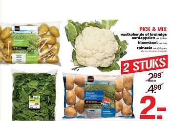 Aanbiedingen Vastkokende of kruimige aardappelen bloemkool spinazie - Huismerk - Coop - Geldig van 10/07/2017 tot 16/07/2017 bij Coop