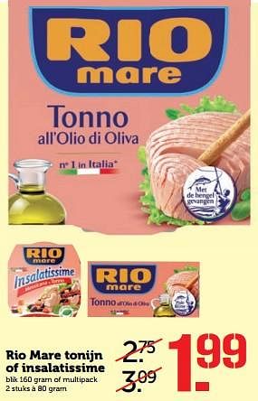 Aanbiedingen Rio mare tonijn of insalatissime - Rio Mare - Geldig van 10/07/2017 tot 16/07/2017 bij Coop