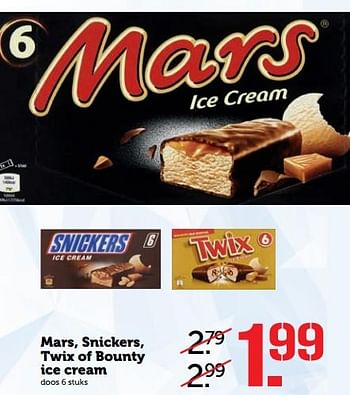 Aanbiedingen Mars, snickers, twix of bounty ice cream - Huismerk - Coop - Geldig van 10/07/2017 tot 16/07/2017 bij Coop