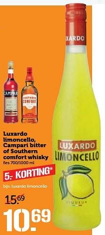 Aanbiedingen Luxardo limoncello, campari bitter of southern comfort whisky - Huismerk - Coop - Geldig van 10/07/2017 tot 16/07/2017 bij Coop