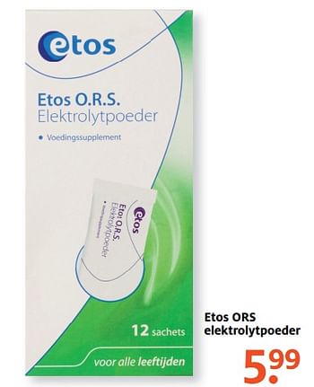 Aanbiedingen Etos o.r.s. elektrolytpoeder - Huismerk - Etos - Geldig van 10/07/2017 tot 16/07/2017 bij Etos