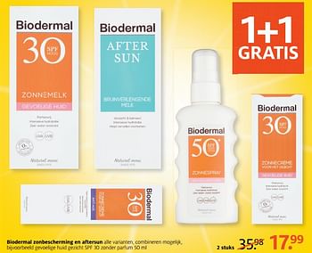 Aanbiedingen Gevoelige huid gezicht spf 30 zonder parfum - Biodermal - Geldig van 10/07/2017 tot 16/07/2017 bij Etos