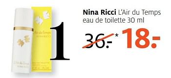 Aanbiedingen Nina ricci l`air du temps eau de toilette - Nina Ricci - Geldig van 10/07/2017 tot 16/07/2017 bij Etos