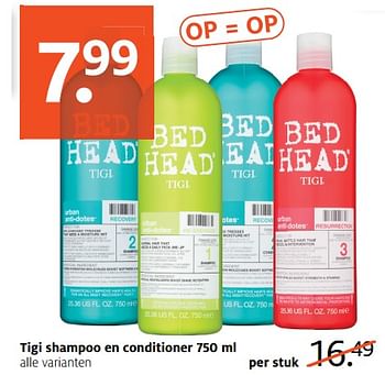 Aanbiedingen Tigi shampoo en conditioner - Huismerk - Etos - Geldig van 10/07/2017 tot 16/07/2017 bij Etos