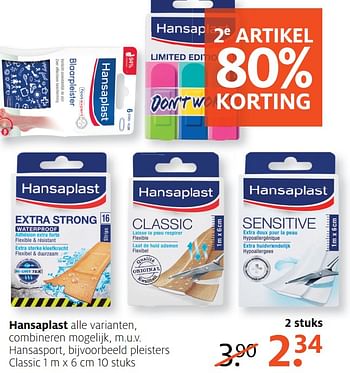 Aanbiedingen Pleisters classic - Hansaplast - Geldig van 10/07/2017 tot 16/07/2017 bij Etos