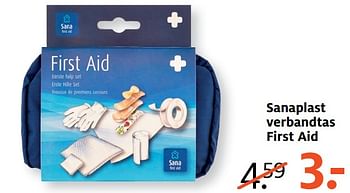 Aanbiedingen Sanaplast verbandtas first aid - Huismerk - Etos - Geldig van 10/07/2017 tot 16/07/2017 bij Etos