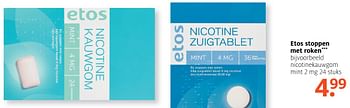 Aanbiedingen Nicotinekauwgom mint 2 mg - Huismerk - Etos - Geldig van 10/07/2017 tot 16/07/2017 bij Etos
