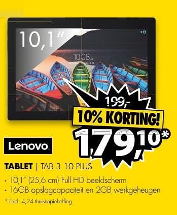 Aanbiedingen Lenovo tablet tab 3 10 plus - Lenovo - Geldig van 10/07/2017 tot 16/07/2017 bij Expert