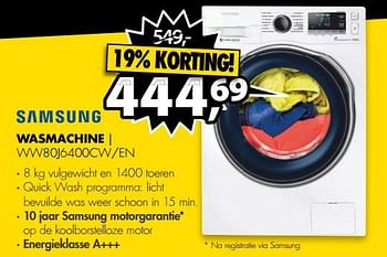 Aanbiedingen Samsung wasmachine ww80j6400cw-en - Samsung - Geldig van 10/07/2017 tot 16/07/2017 bij Expert