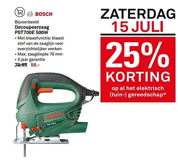 Aanbiedingen Bosch decoupeerzaag pst700e 500w - Bosch - Geldig van 10/07/2017 tot 16/07/2017 bij Karwei