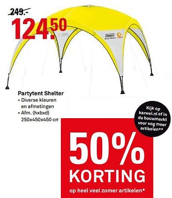 Aanbiedingen Partytent shelter - Huismerk Karwei - Geldig van 10/07/2017 tot 16/07/2017 bij Karwei