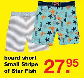 Aanbiedingen Board short small stripe of star fish - Huismerk - Baby &amp; Tiener Megastore - Geldig van 09/07/2017 tot 30/07/2017 bij Baby & Tiener Megastore