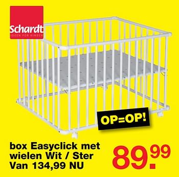 Aanbiedingen Box easyclick met wielen wit - ster - Schardt - Geldig van 09/07/2017 tot 30/07/2017 bij Baby & Tiener Megastore