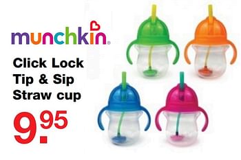 Aanbiedingen Click lock tip + sip straw cup - Munchkin - Geldig van 09/07/2017 tot 30/07/2017 bij Baby & Tiener Megastore