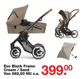 Aanbiedingen Evo black frame cream - sand - Mutsy - Geldig van 09/07/2017 tot 30/07/2017 bij Baby & Tiener Megastore