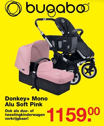 Aanbiedingen Donkey+ mono alu soft pink - Bugaboo - Geldig van 09/07/2017 tot 30/07/2017 bij Baby & Tiener Megastore
