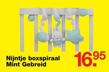 Aanbiedingen Nijntje boxspiraal mint gebreid - Nijntje - Geldig van 09/07/2017 tot 30/07/2017 bij Baby & Tiener Megastore
