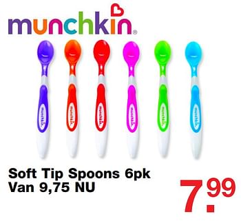 Aanbiedingen Soft tip spoons 6pk - Munchkin - Geldig van 09/07/2017 tot 30/07/2017 bij Baby & Tiener Megastore