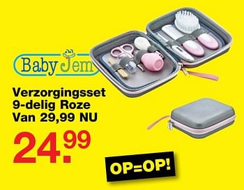 Aanbiedingen Verzorgingsset 9-delig roze - BabyJem - Geldig van 09/07/2017 tot 30/07/2017 bij Baby & Tiener Megastore