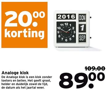 Aanbiedingen Analoge klok - Huismerk - Gamma - Geldig van 10/07/2017 tot 16/07/2017 bij Gamma