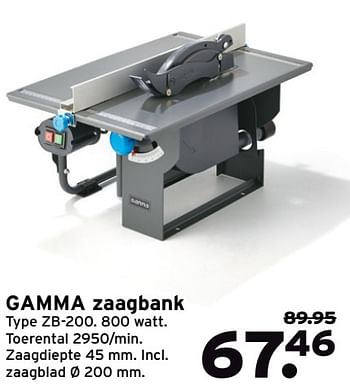 Aanbiedingen Gamma zaagbank zb-200. - Huismerk - Gamma - Geldig van 10/07/2017 tot 16/07/2017 bij Gamma