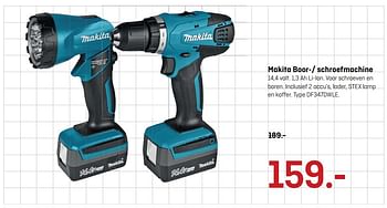 Aanbiedingen Makita boor-- schroefmachine df347dwle - Makita - Geldig van 10/07/2017 tot 23/07/2017 bij Hubo