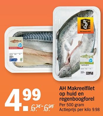 Aanbiedingen Ah makreelfilet op huid en regenboogforel - Huismerk - Albert Heijn - Geldig van 10/07/2017 tot 16/07/2017 bij Albert Heijn