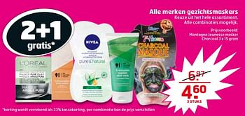 Aanbiedingen Montagne jeunesse masker charcoal - Huismerk - Trekpleister - Geldig van 11/07/2017 tot 16/07/2017 bij Trekpleister