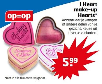 Aanbiedingen I heart make-up hearts - Huismerk - Trekpleister - Geldig van 11/07/2017 tot 16/07/2017 bij Trekpleister