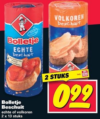 Aanbiedingen Bolletje beschuit echte of volkoren - Bolletje - Geldig van 11/07/2017 tot 16/07/2017 bij Nettorama