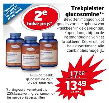 Aanbiedingen Glucosamine puur tabletten - Huismerk - Trekpleister - Geldig van 11/07/2017 tot 16/07/2017 bij Trekpleister
