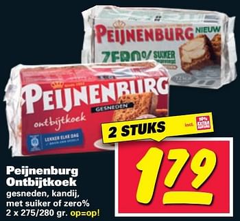 Aanbiedingen Peijnenburg ontbijtkoek gesneden, kandij, met suiker of zero% - Peijnenburg - Geldig van 11/07/2017 tot 16/07/2017 bij Nettorama