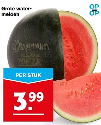 Aanbiedingen Grote watermeloen - Huismerk - Hoogvliet - Geldig van 12/07/2017 tot 18/07/2017 bij Hoogvliet