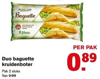 Aanbiedingen Duo baguette kruidenboter - Farmland - Geldig van 12/07/2017 tot 18/07/2017 bij Hoogvliet