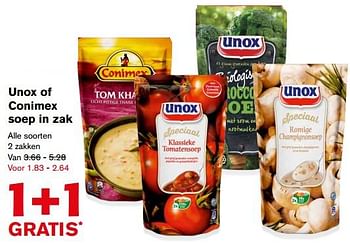 Aanbiedingen Unox of conimex soep in zak - Huismerk - Hoogvliet - Geldig van 12/07/2017 tot 18/07/2017 bij Hoogvliet