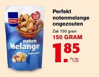 Aanbiedingen Perfekt notenmelange ongezouten - Perfekt - Geldig van 12/07/2017 tot 18/07/2017 bij Hoogvliet